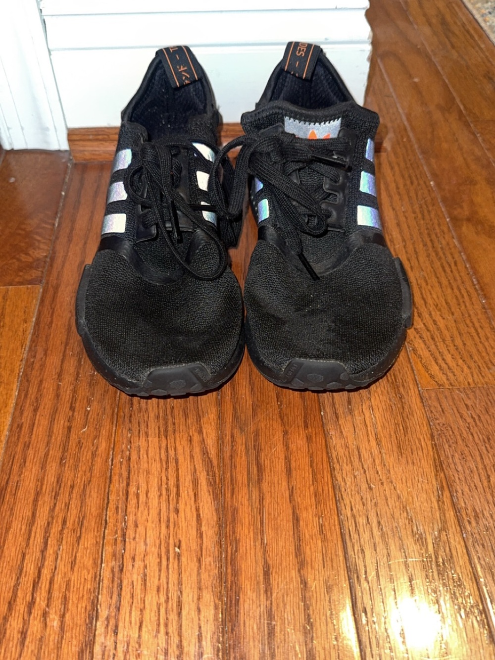 adidas Kids Black Sneakers with Iridescent Stripes